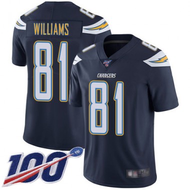 Los Angeles Chargers NFL Football Mike Williams Navy Blue Jersey Men Limited  #81 Home 100th Season Vapor Untouchable->los angeles chargers->NFL Jersey